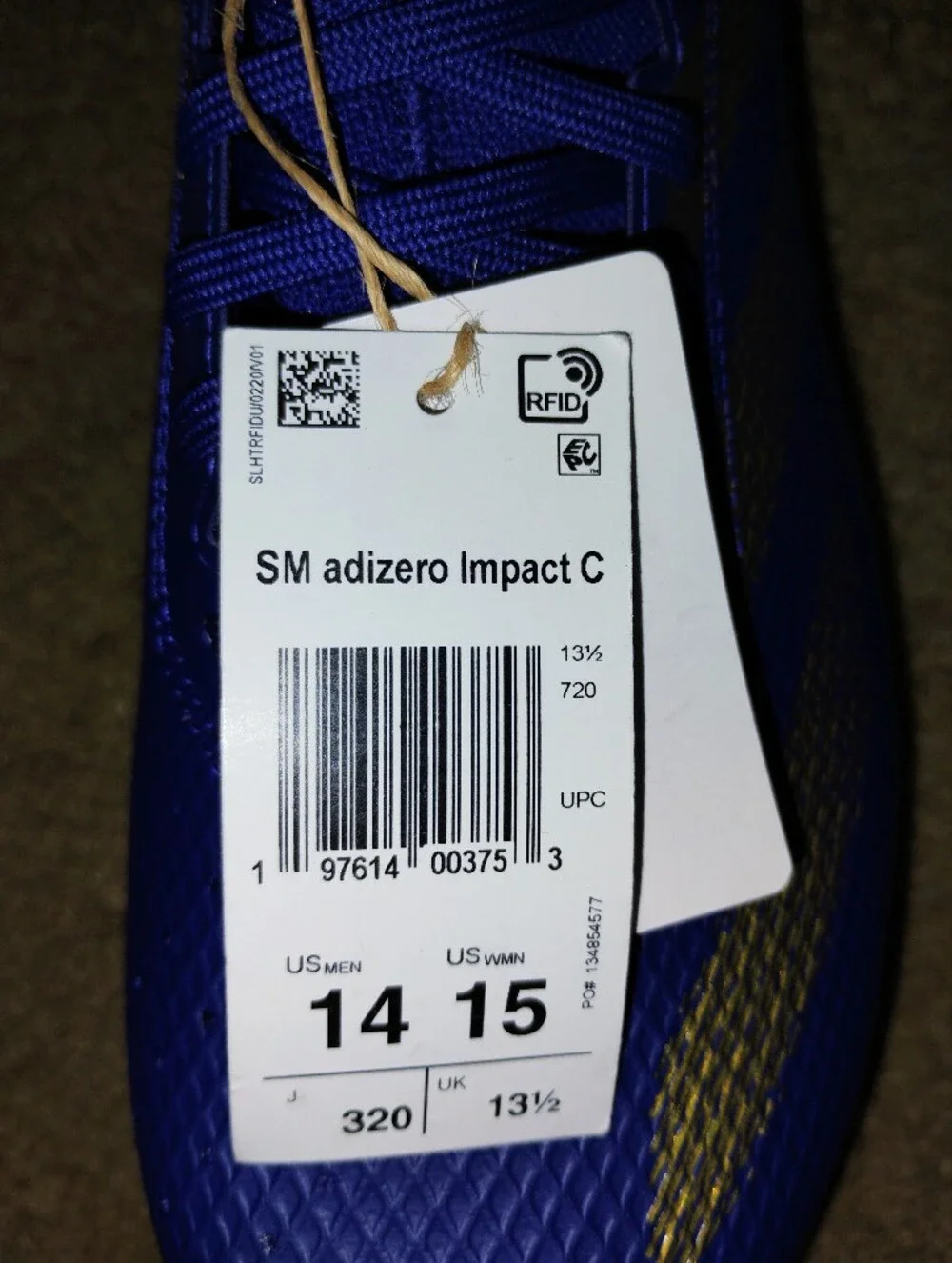 Brand New Adidas Blue and Gold Adizero Soccer Cleats Size 14